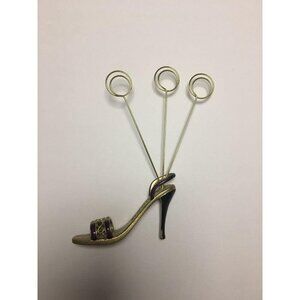 High-Heel Shoe Design Gold & Purple Metal Photo Holder